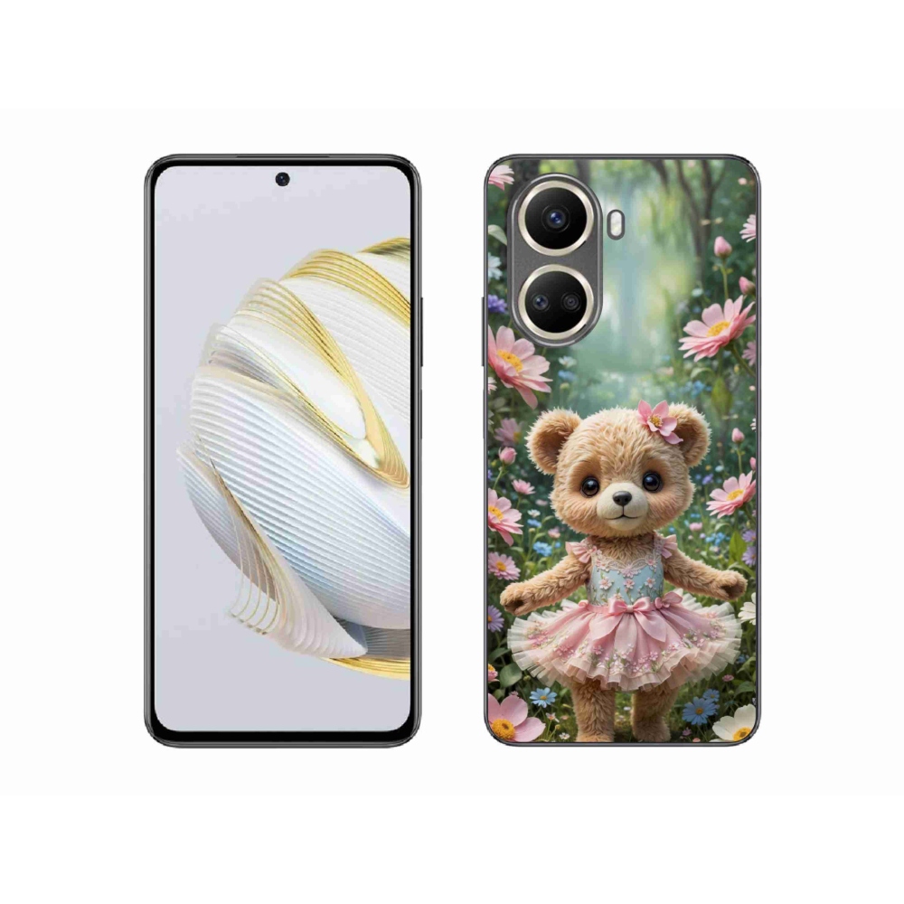 Gelový kryt mmCase na Huawei Nova 10 SE - roztomilý medvídek v květinách