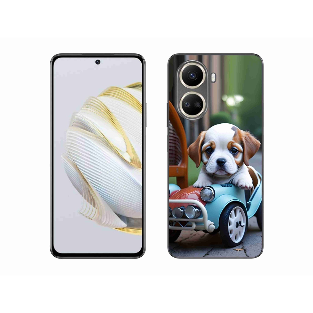 Gelový kryt mmCase na Huawei Nova 10 SE - štěně v retro autě