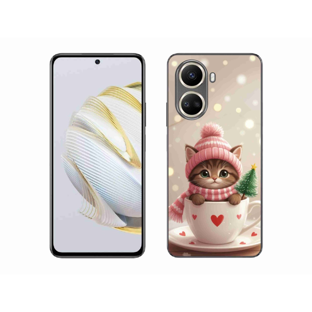 Gelový kryt mmCase na Huawei Nova 10 SE - vánoční kotě v hrnku