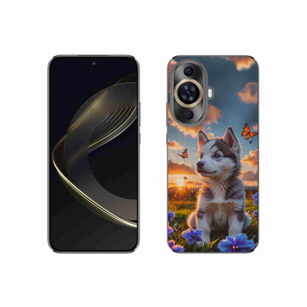 Gelový kryt mmCase na Huawei Nova 11 - husky při západu slunce