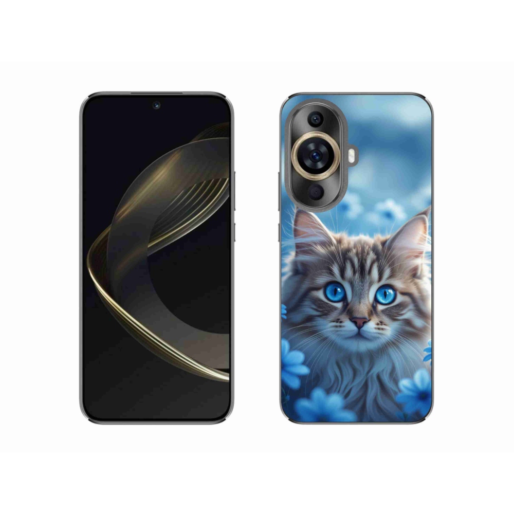 Gelový kryt mmCase na Huawei Nova 11 - koťátko v modrých květech