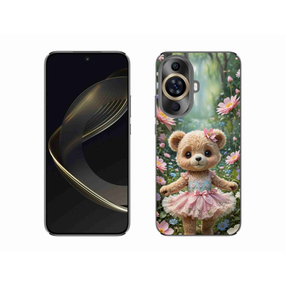 Gelový kryt mmCase na Huawei Nova 11 - roztomilý medvídek v květinách