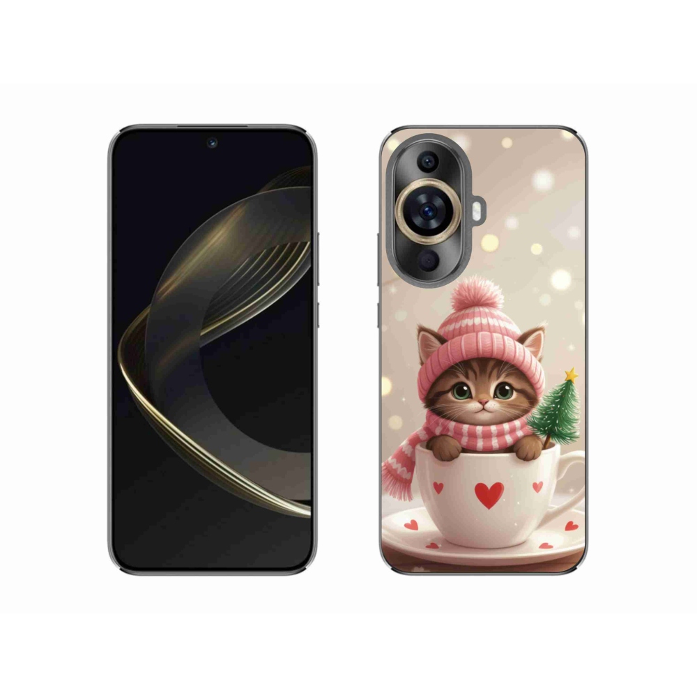 Gelový kryt mmCase na Huawei Nova 11 - vánoční kotě v hrnku