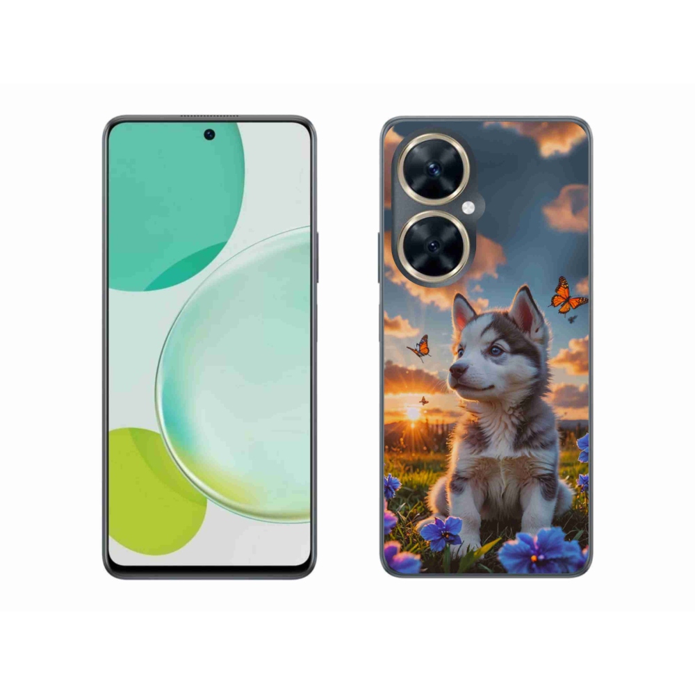 Gelový kryt mmCase na Huawei Nova 11i - husky při západu slunce