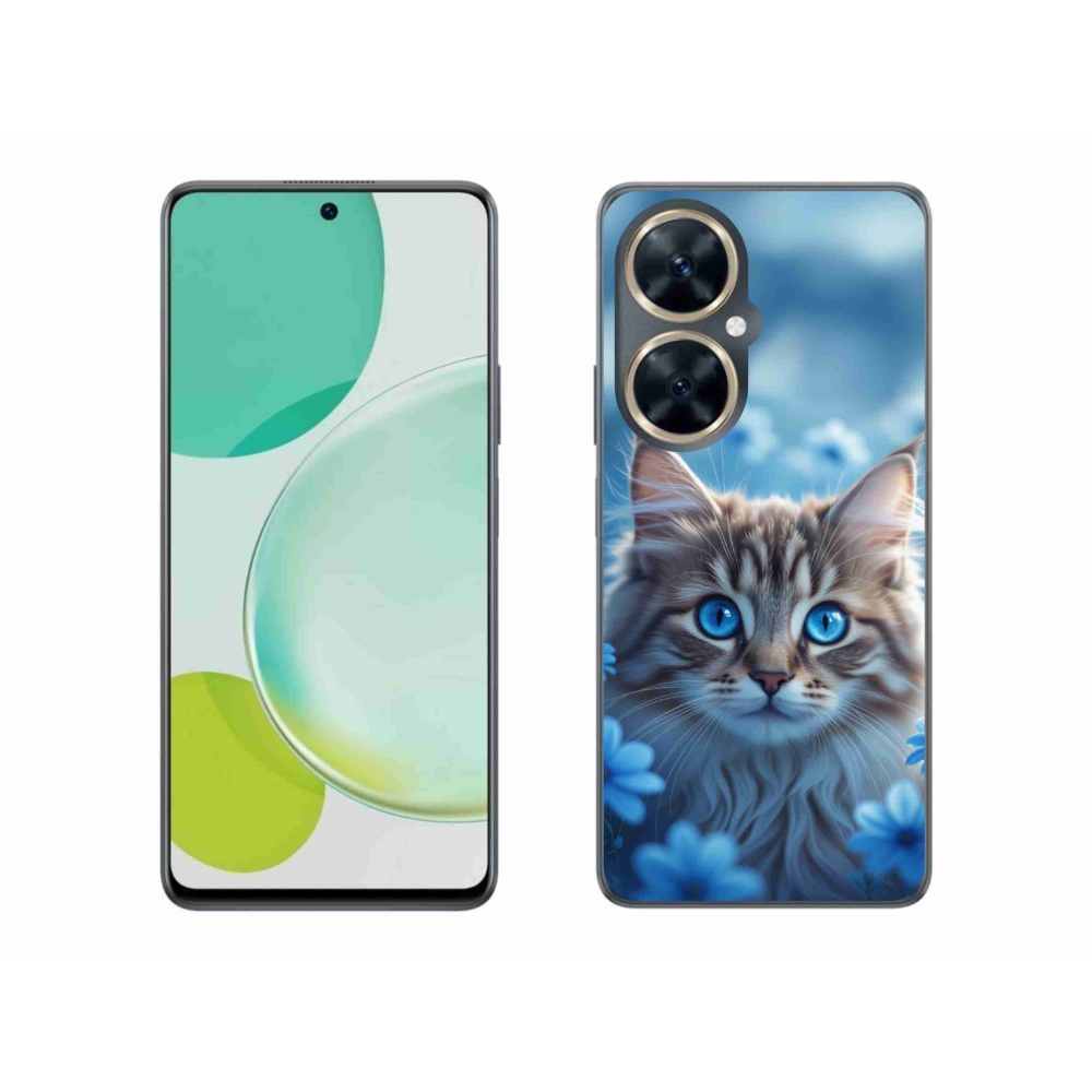Gelový kryt mmCase na Huawei Nova 11i - koťátko v modrých květech