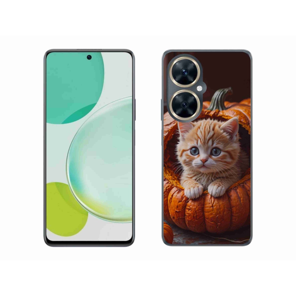 Gelový kryt mmCase na Huawei Nova 11i - kotě a dýně 2