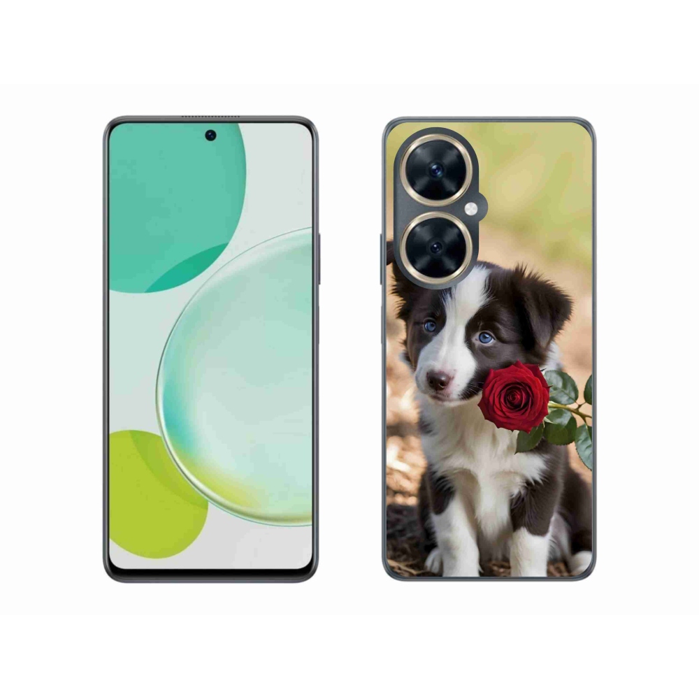 Gelový kryt mmCase na Huawei Nova 11i - roztomilá border kolie s růží