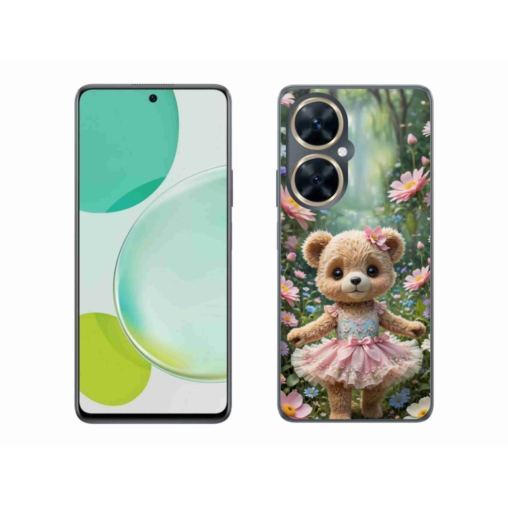 Gelový kryt mmCase na Huawei Nova 11i - roztomilý medvídek v květinách