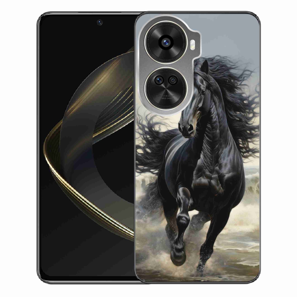 Gelový kryt mmCase na Huawei Nova 12 SE - běžící černý kůň