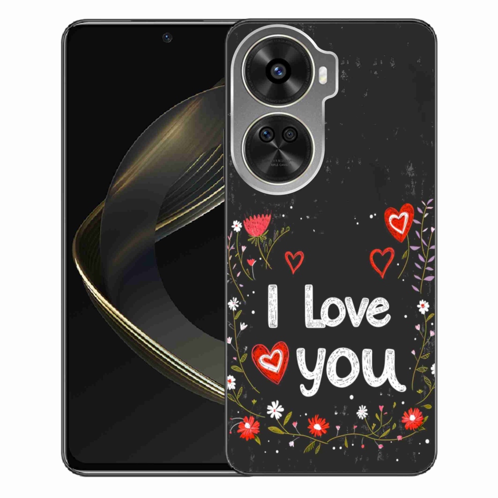 Gelový kryt mmCase na Huawei Nova 12 SE - I love you černé pozadí