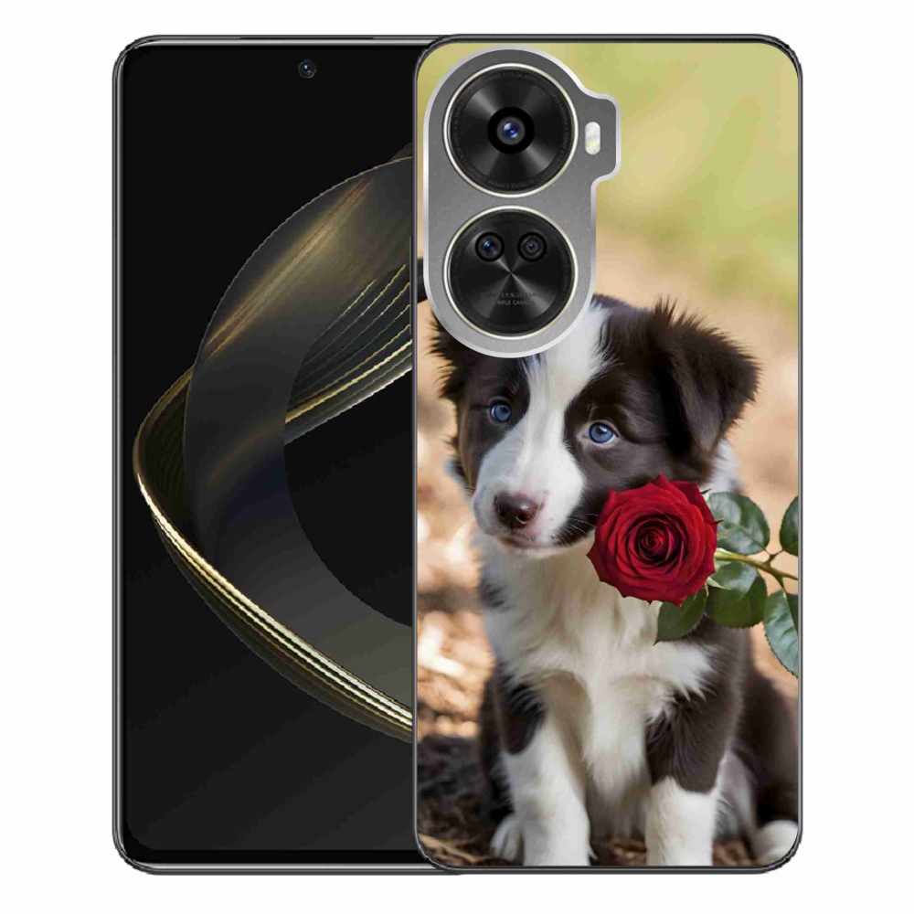 Gelový kryt mmCase na Huawei Nova 12 SE - roztomilá border kolie s růží