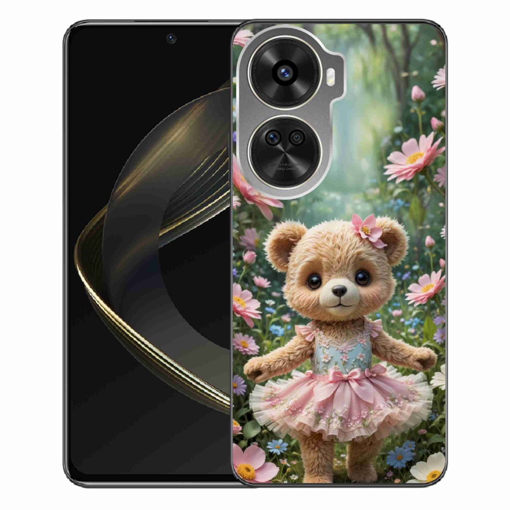 Gelový kryt mmCase na Huawei Nova 12 SE - roztomilý medvídek v květinách
