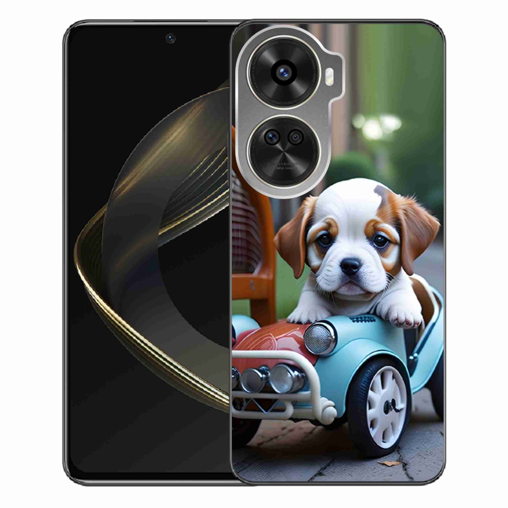 Gelový kryt mmCase na Huawei Nova 12 SE - štěně v retro autě