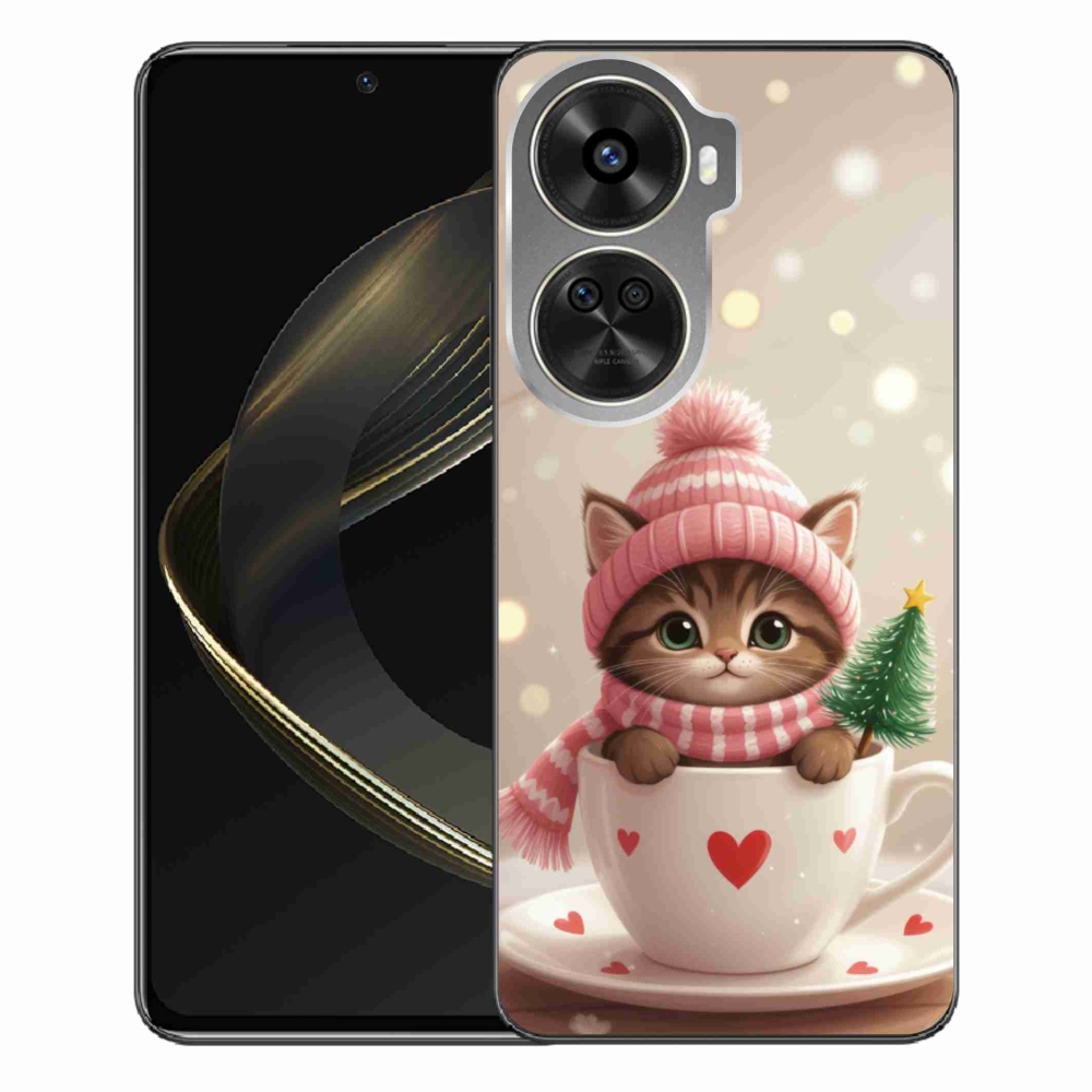 Gelový kryt mmCase na Huawei Nova 12 SE - vánoční kotě v hrnku