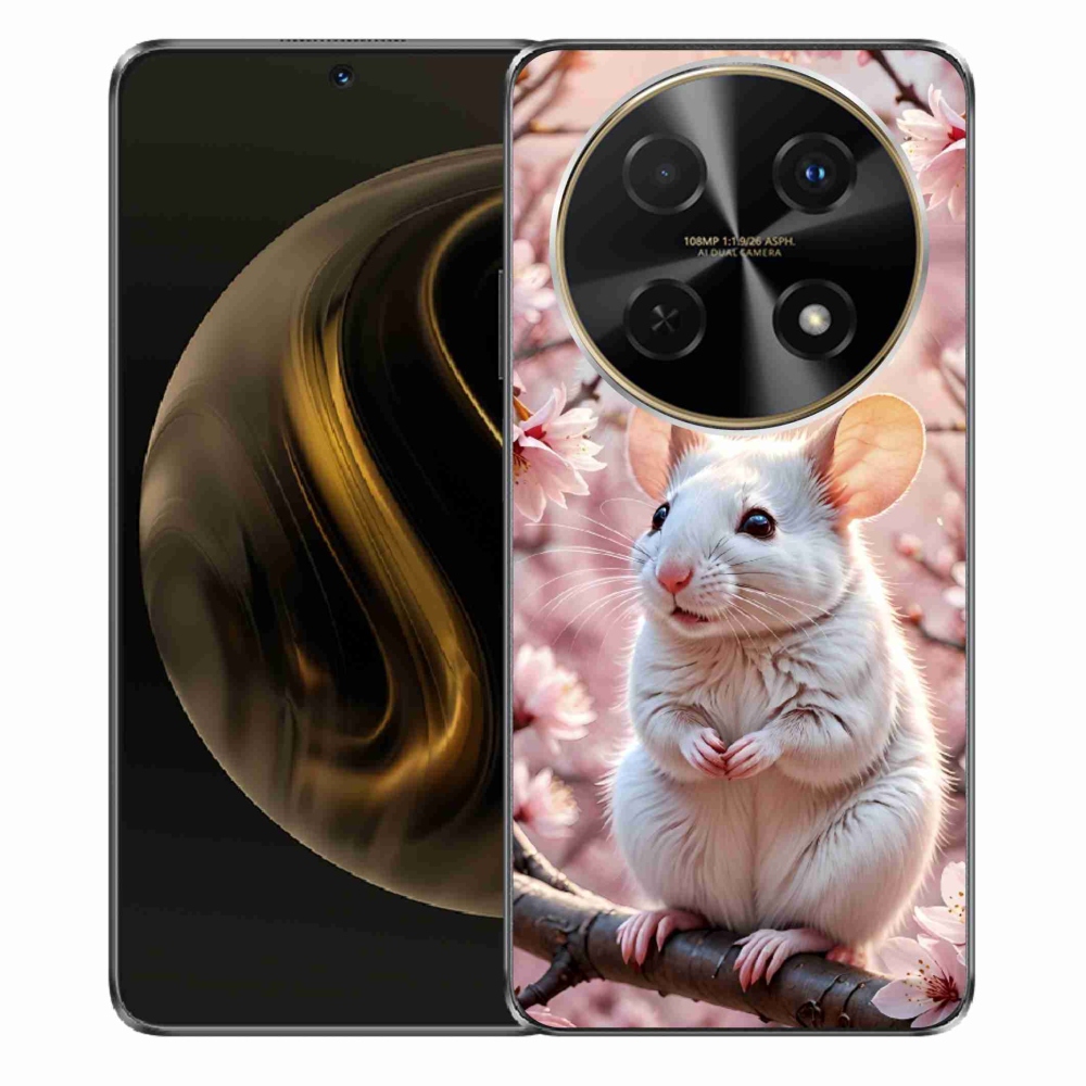 Gelový kryt mmCase na Huawei Nova 12i - bílá myš na větvi