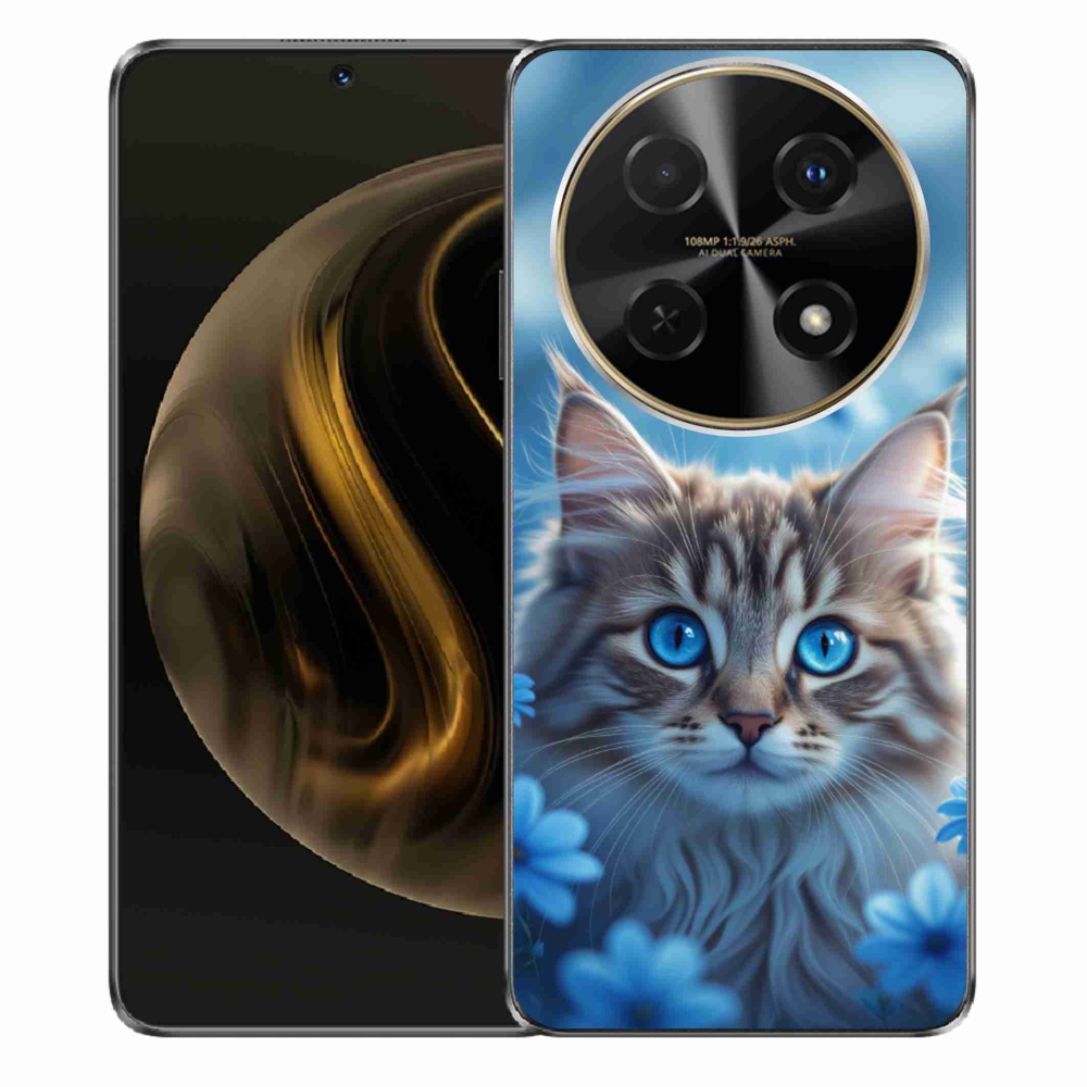 Gelový kryt mmCase na Huawei Nova 12i - koťátko v modrých květech