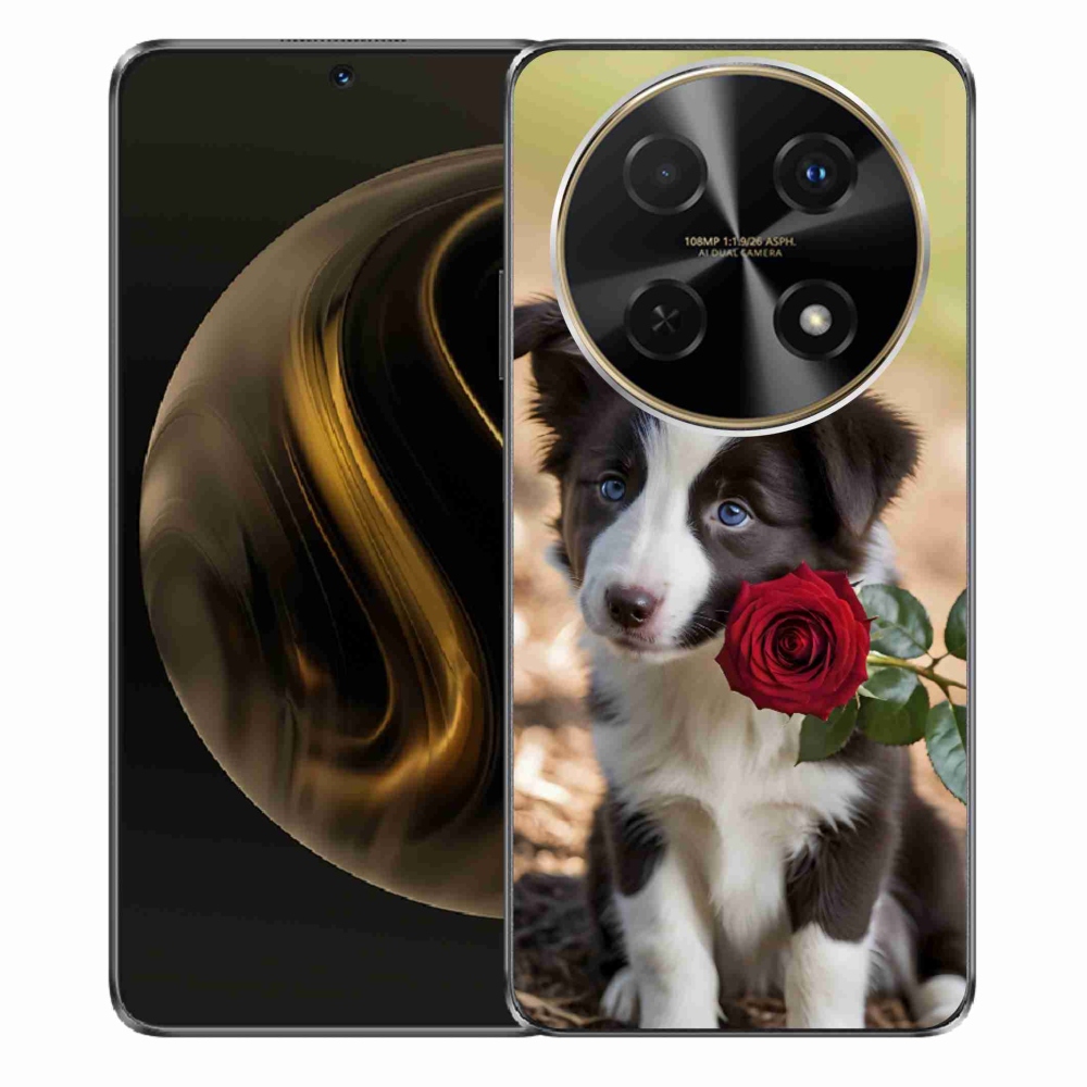 Gelový kryt mmCase na Huawei Nova 12i - roztomilá border kolie s růží