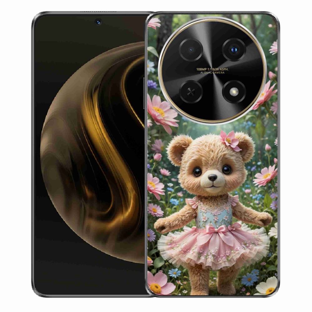 Gelový kryt mmCase na Huawei Nova 12i - roztomilý medvídek v květinách