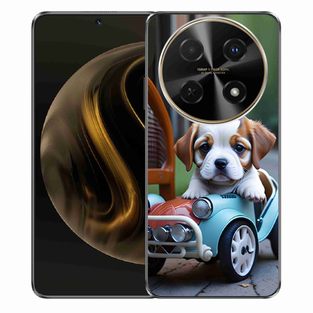 Gelový kryt mmCase na Huawei Nova 12i - štěně v retro autě