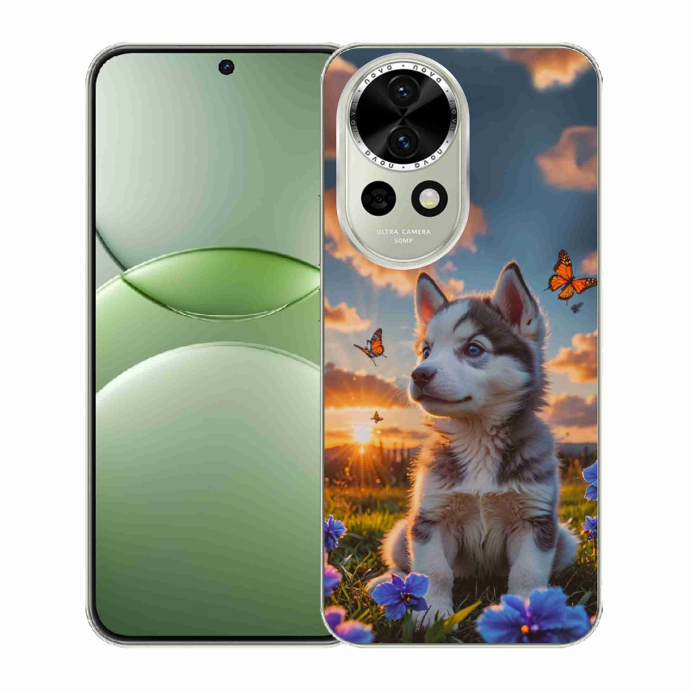 Gelový kryt mmCase na Huawei Nova 13 5G - husky při západu slunce