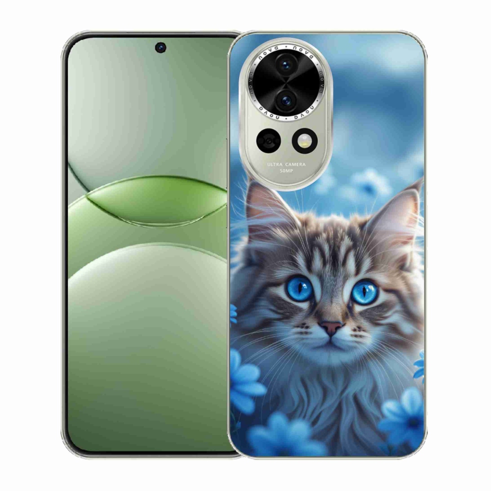 Gelový kryt mmCase na Huawei Nova 13 5G - koťátko v modrých květech