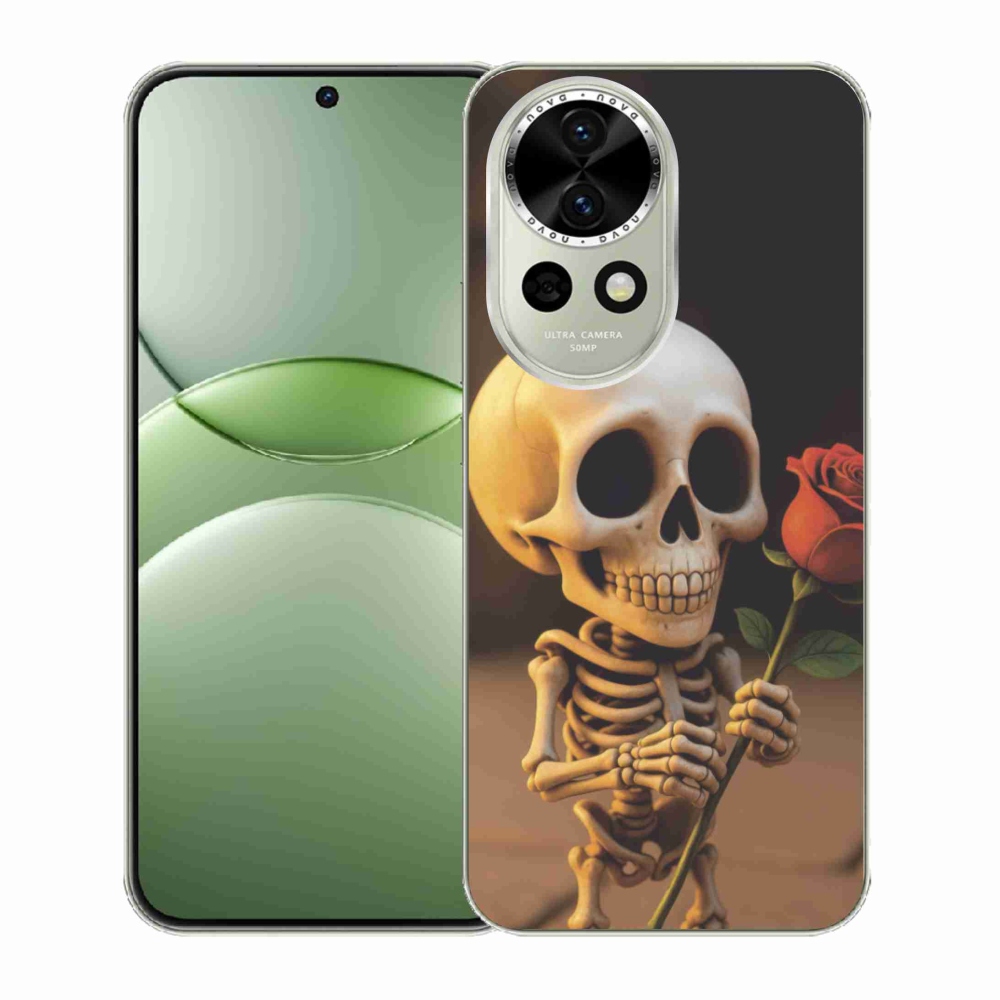 Gelový kryt mmCase na Huawei Nova 13 5G - kostlivec s růží