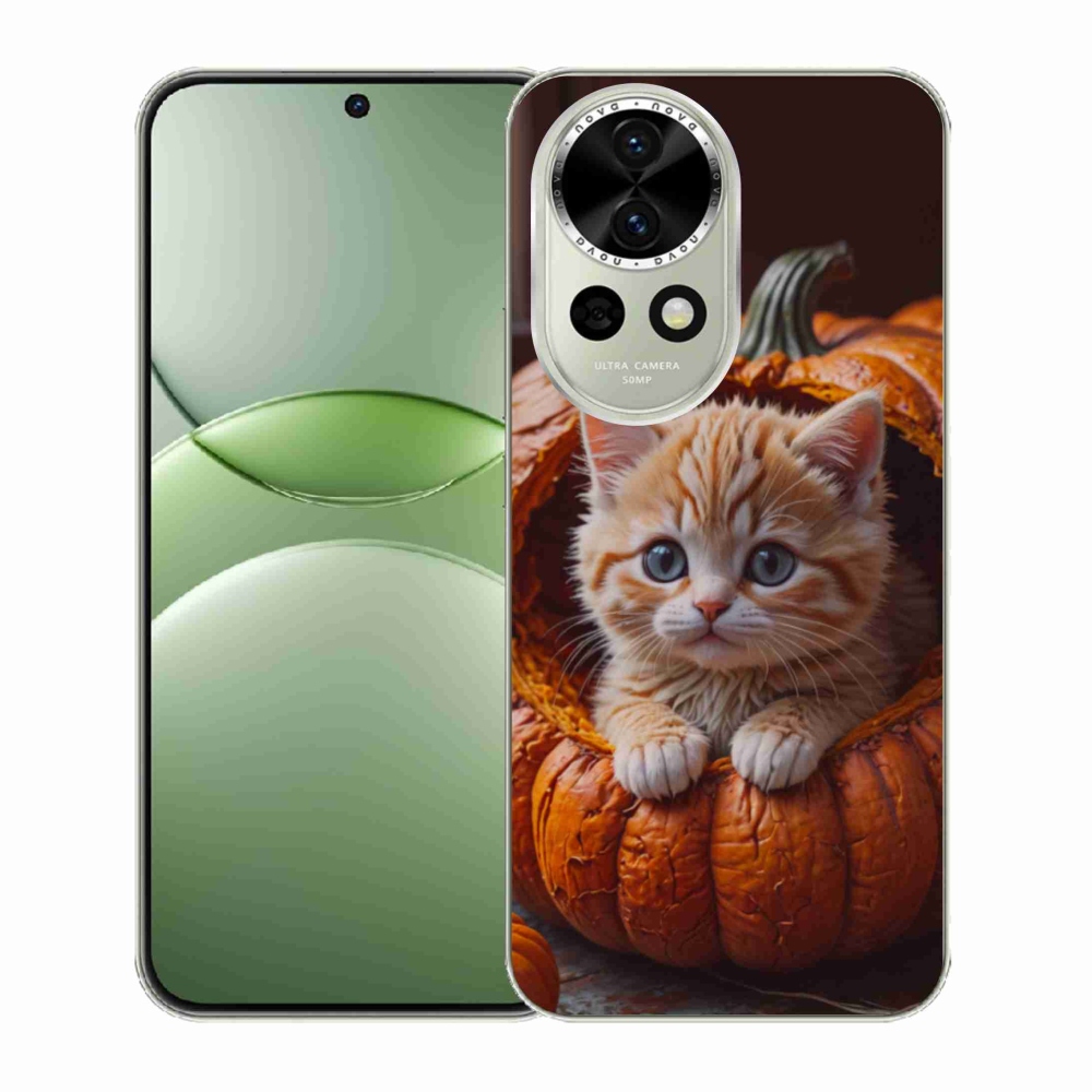 Gelový kryt mmCase na Huawei Nova 13 5G - kotě a dýně 2