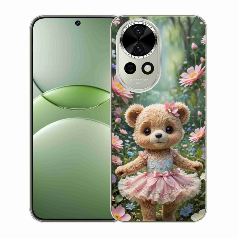Gelový kryt mmCase na Huawei Nova 13 5G - roztomilý medvídek v květinách