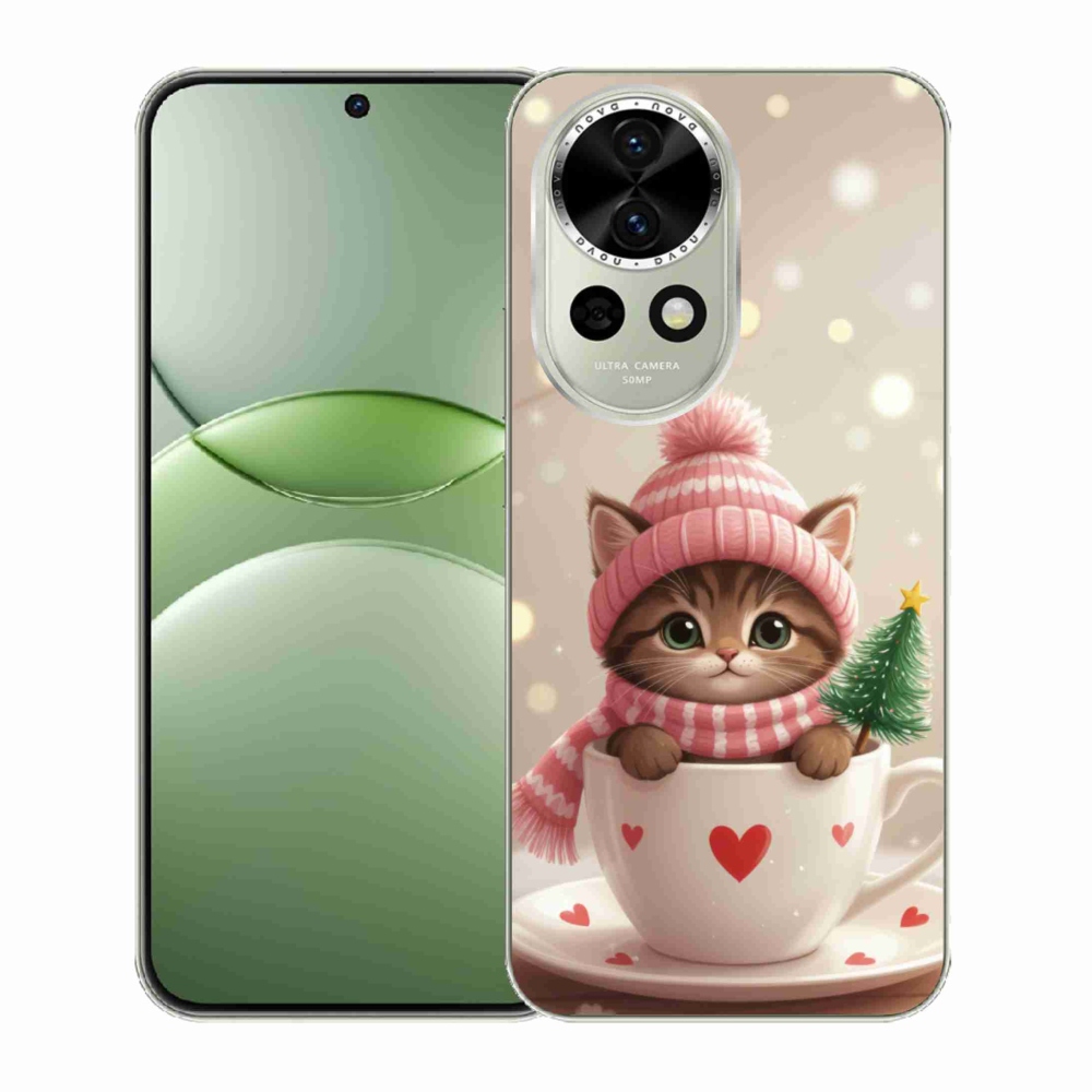 Gelový kryt mmCase na Huawei Nova 13 5G - vánoční kotě v hrnku
