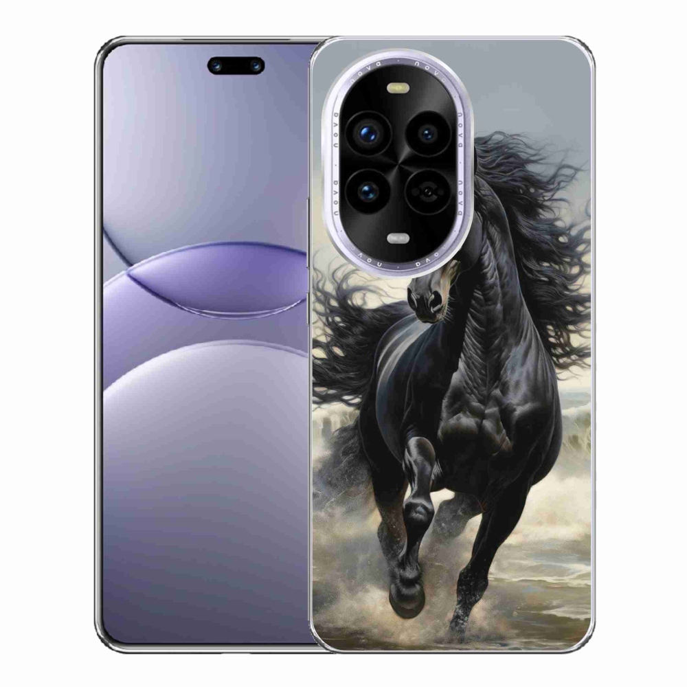 Gelový kryt mmCase na Huawei Nova 13 Pro 5G - běžící černý kůň