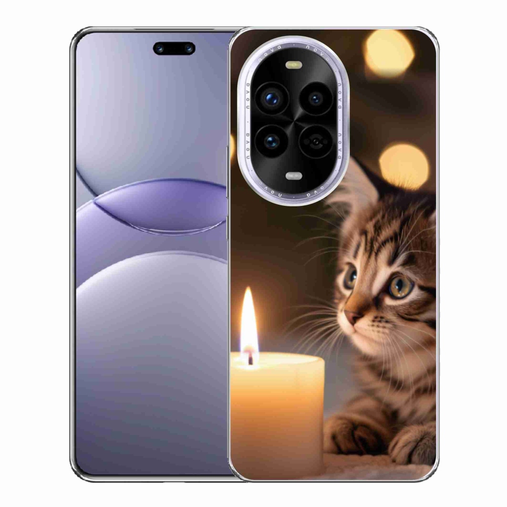 Gelový kryt mmCase na Huawei Nova 13 Pro 5G - kotě a svíčka