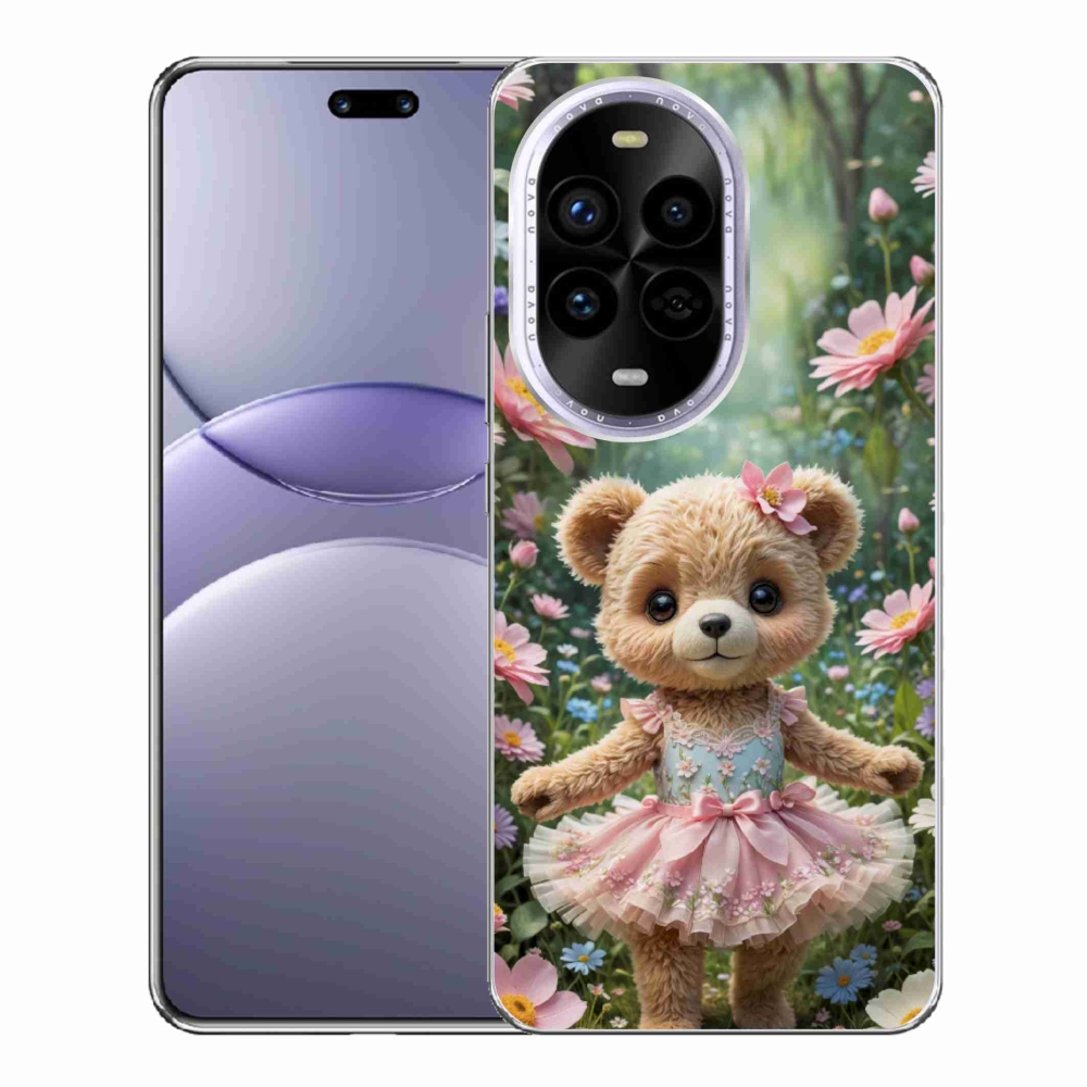 Gelový kryt mmCase na Huawei Nova 13 Pro 5G - roztomilý medvídek v květinách