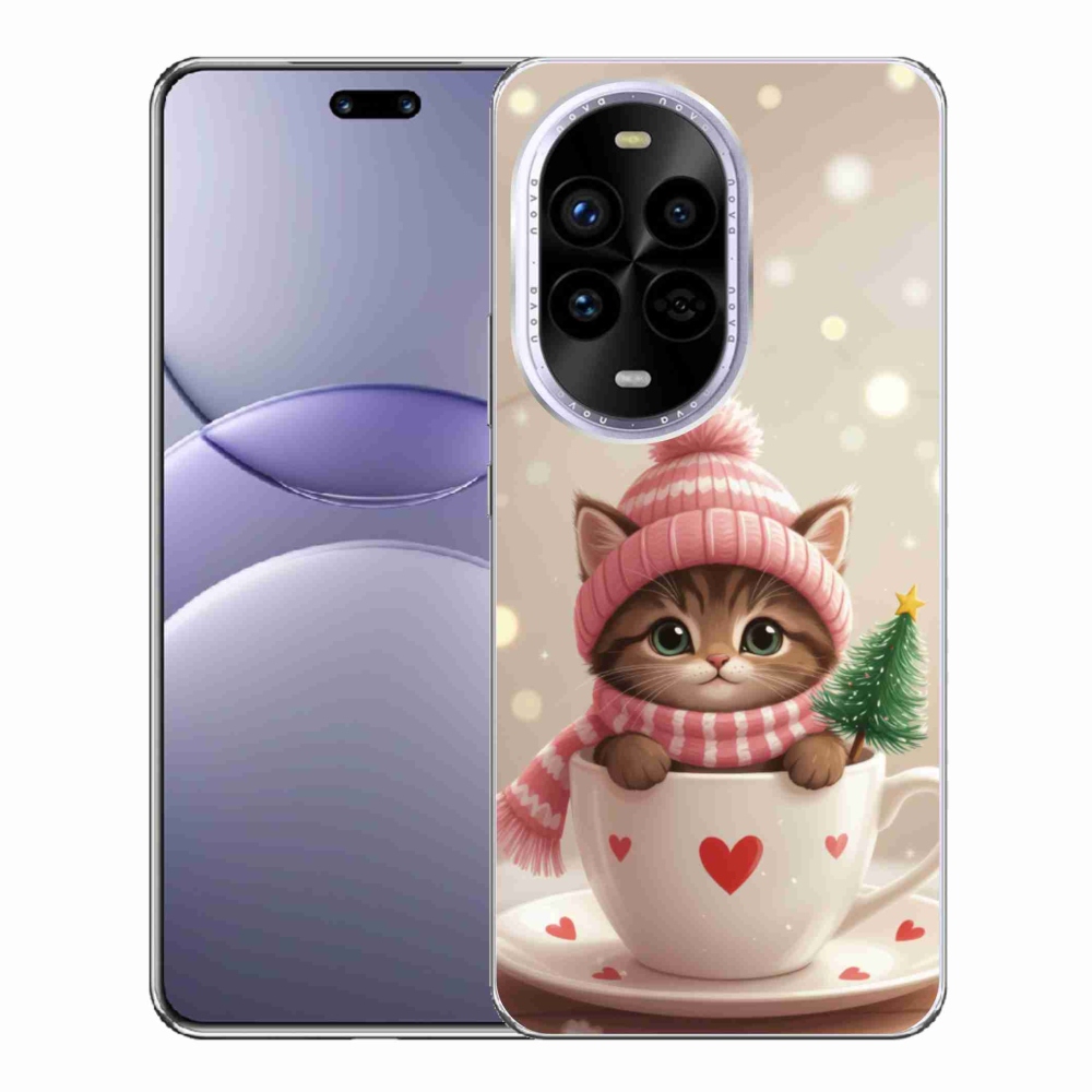 Gelový kryt mmCase na Huawei Nova 13 Pro 5G - vánoční kotě v hrnku