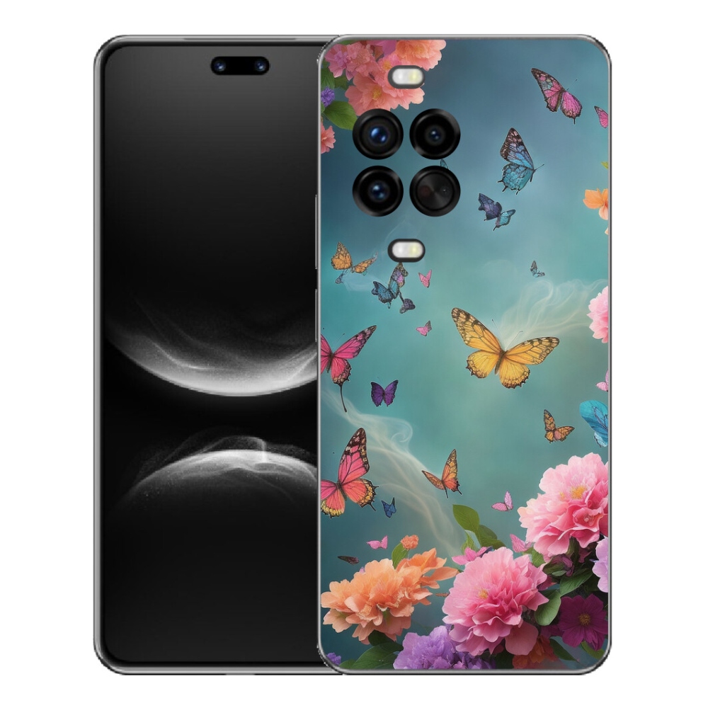 Gelový kryt mmCase na Huawei Nova 14 Pro - barevné květy a motýli