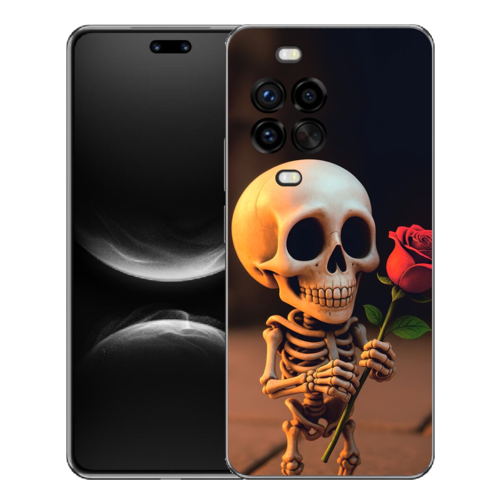 Gelový kryt mmCase na Huawei Nova 14 Pro - kostlivec s růží