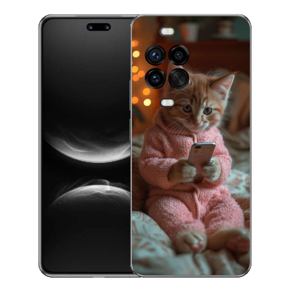 Gelový kryt mmCase na Huawei Nova 14 Pro - kotě s mobilem