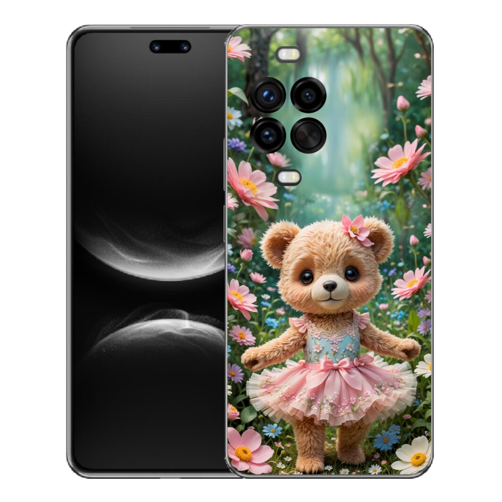 Gelový kryt mmCase na Huawei Nova 14 Pro - roztomilý medvídek v květinách
