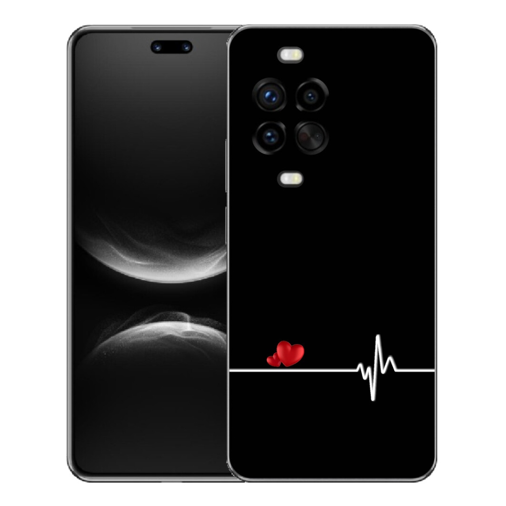 Gelový kryt mmCase na Huawei Nova 14 Pro - srdce a tep černé pozadí
