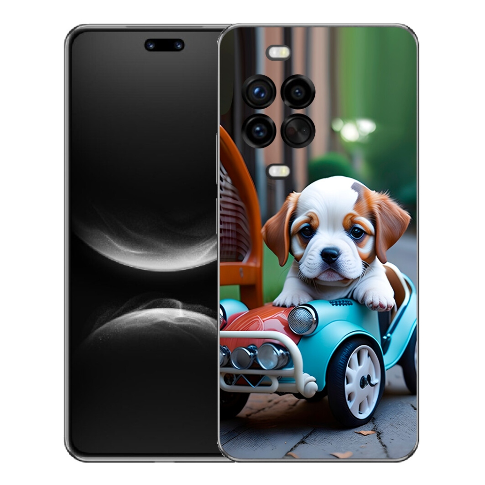 Gelový kryt mmCase na Huawei Nova 14 Pro - štěně v retro autě