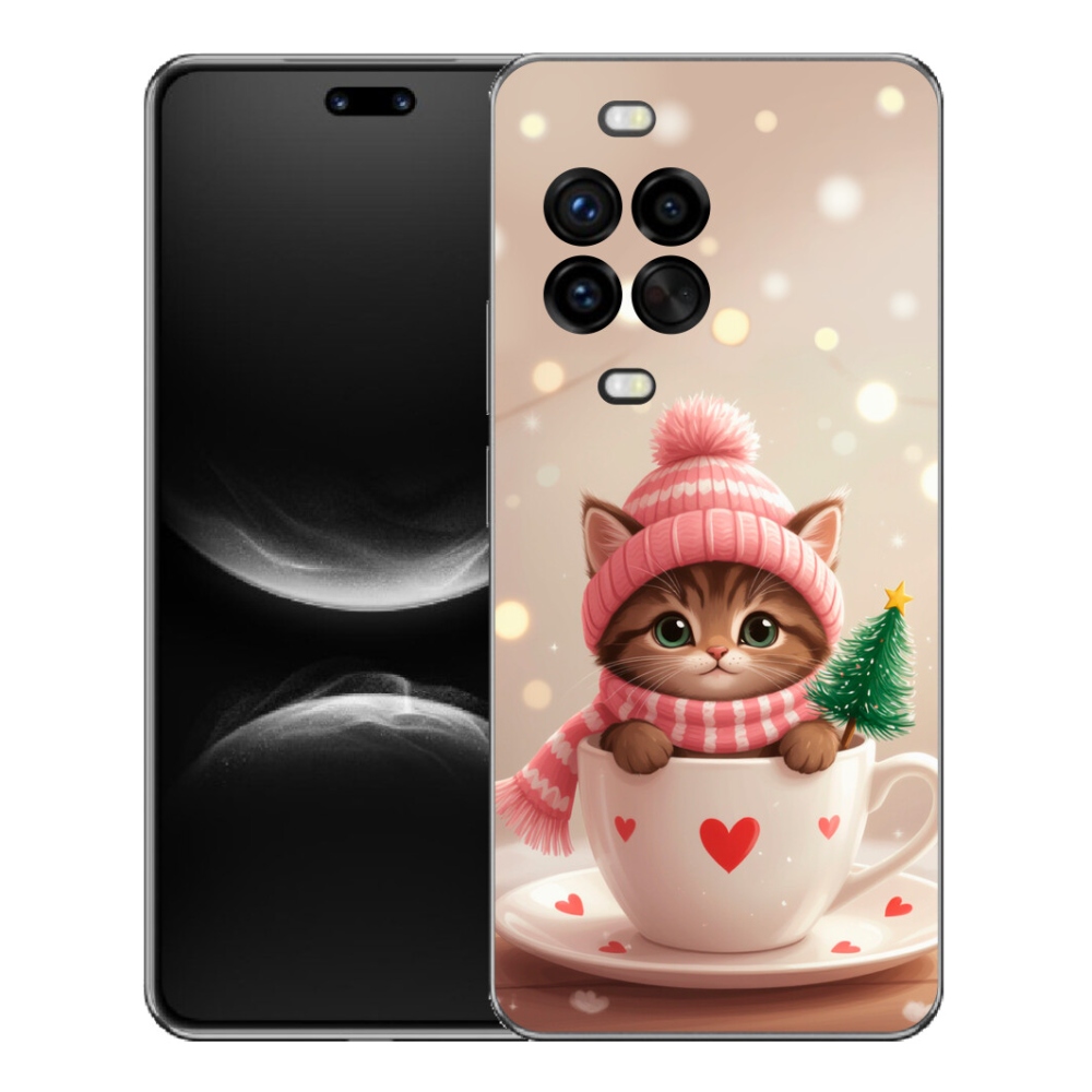 Gelový kryt mmCase na Huawei Nova 14 Pro - vánoční kotě v hrnku