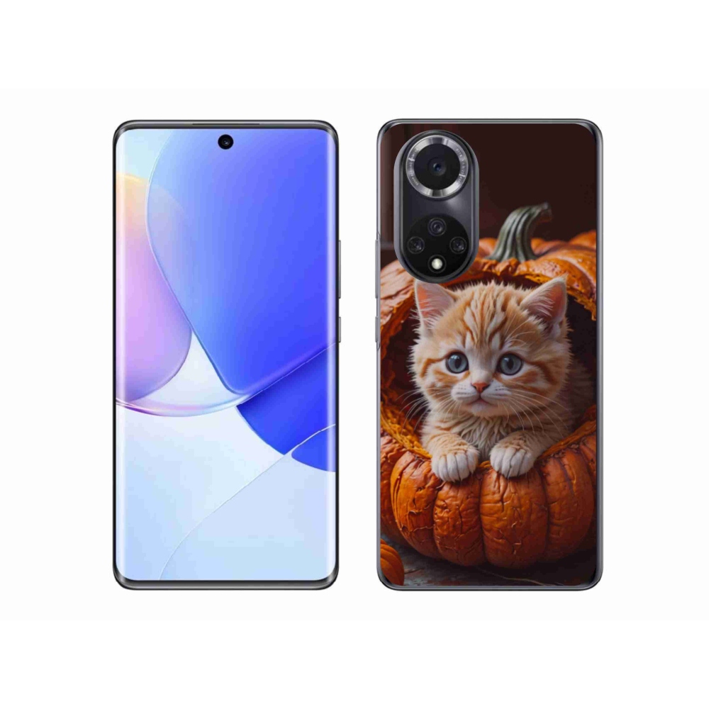 Gelový kryt mmCase na Huawei Nova 9 - kotě a dýně 2
