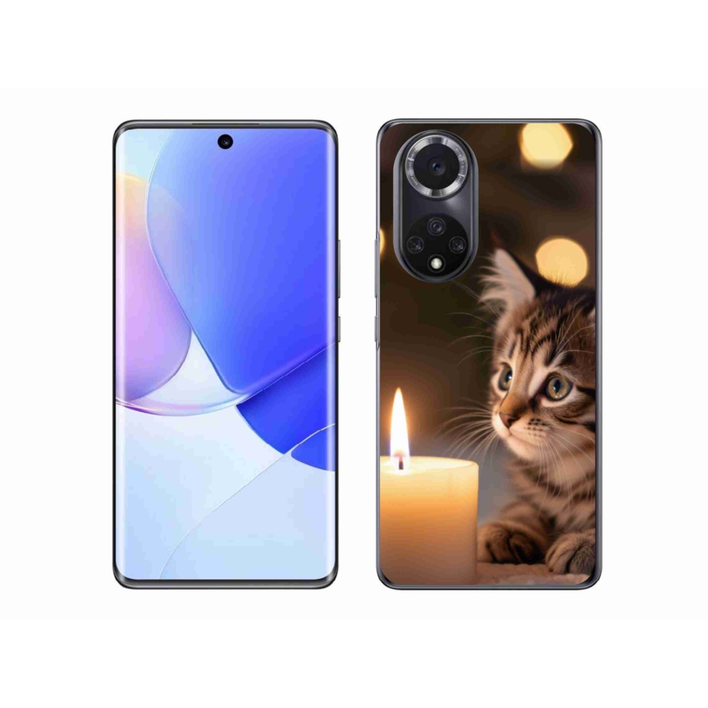 Gelový kryt mmCase na Huawei Nova 9 - kotě a svíčka