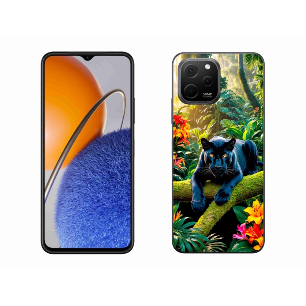 Gelový kryt mmCase na Huawei Nova Y61 - černý panter v džungli