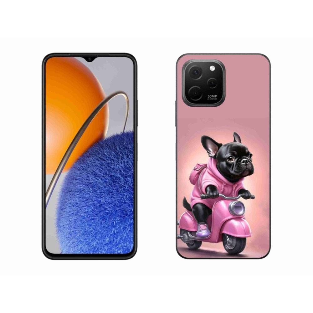 Gelový kryt mmCase na Huawei Nova Y61 - francouzský buldoček na skútru