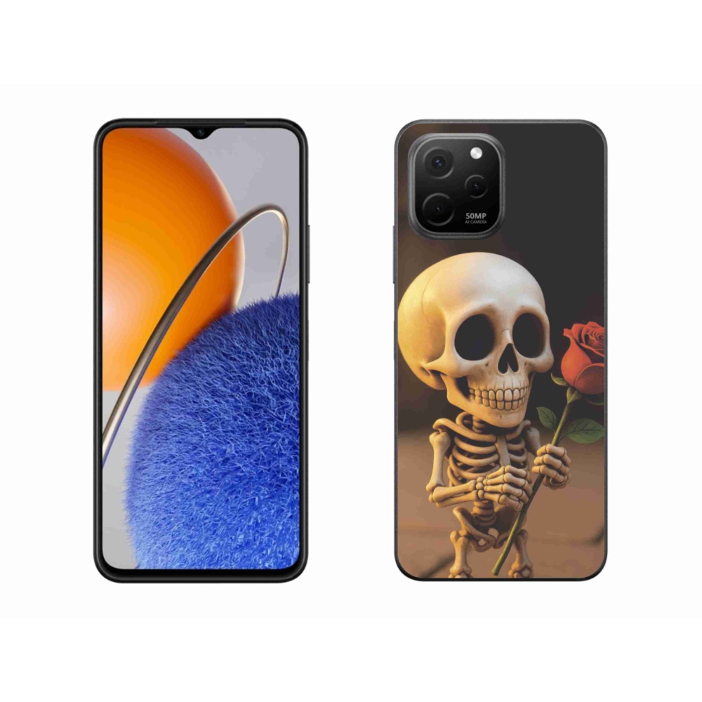 Gelový kryt mmCase na Huawei Nova Y61 - kostlivec s růží