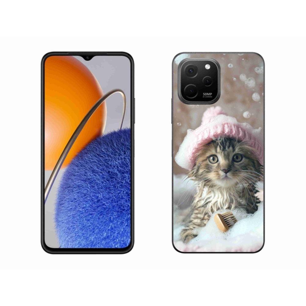 Gelový kryt mmCase na Huawei Nova Y61 - kotě a koupel