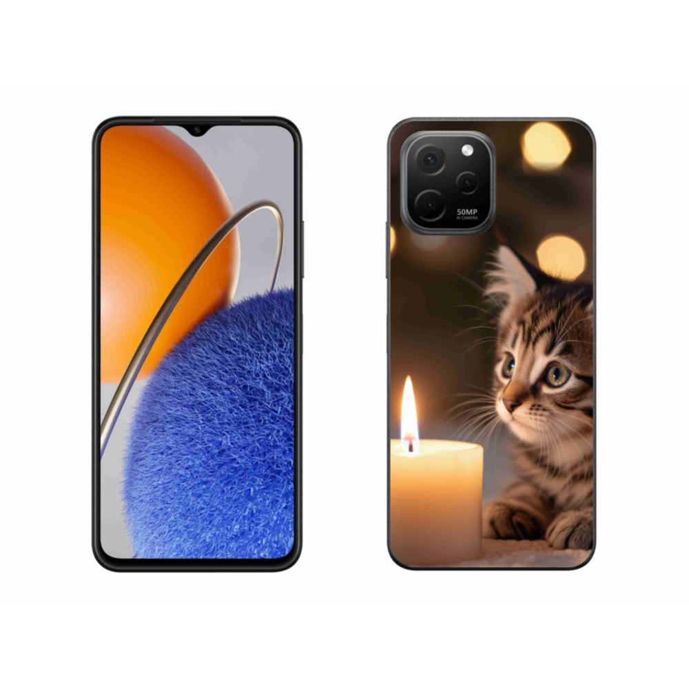 Gelový kryt mmCase na Huawei Nova Y61 - kotě a svíčka