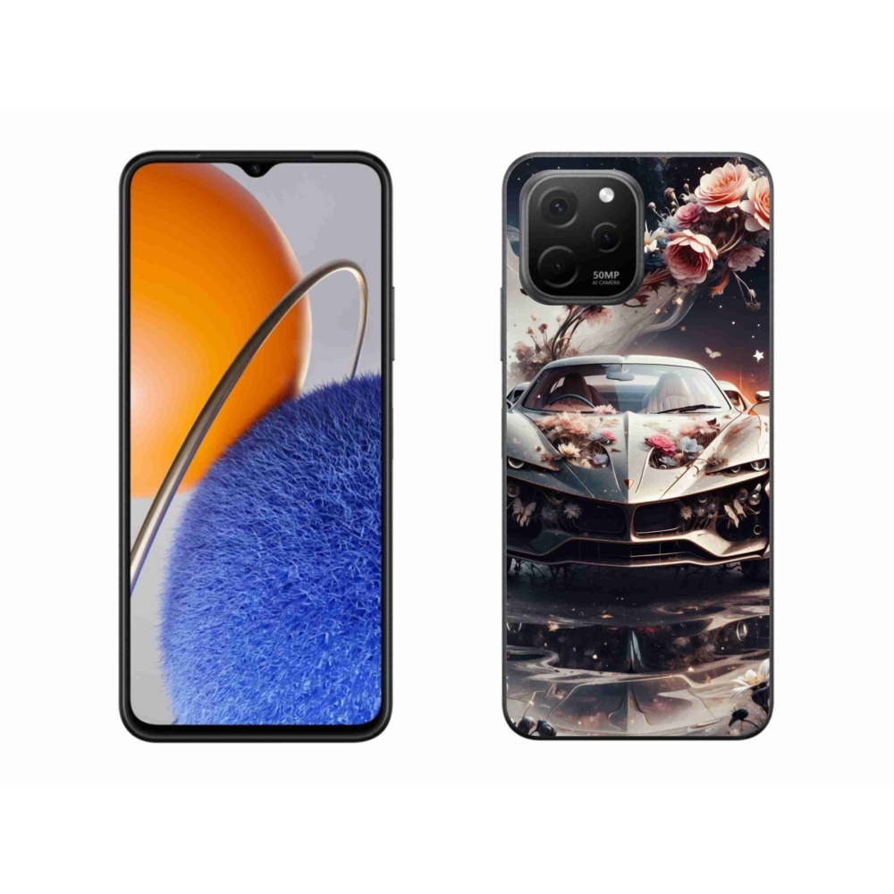 Gelový kryt mmCase na Huawei Nova Y61 - květinový sportovní vůz