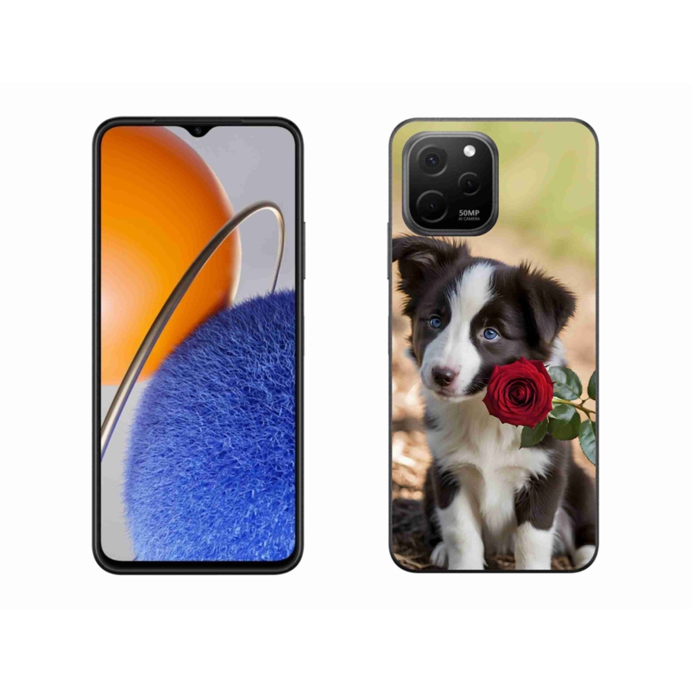 Gelový kryt mmCase na Huawei Nova Y61 - roztomilá border kolie s růží