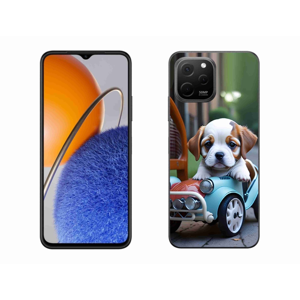 Gelový kryt mmCase na Huawei Nova Y61 - štěně v retro autě